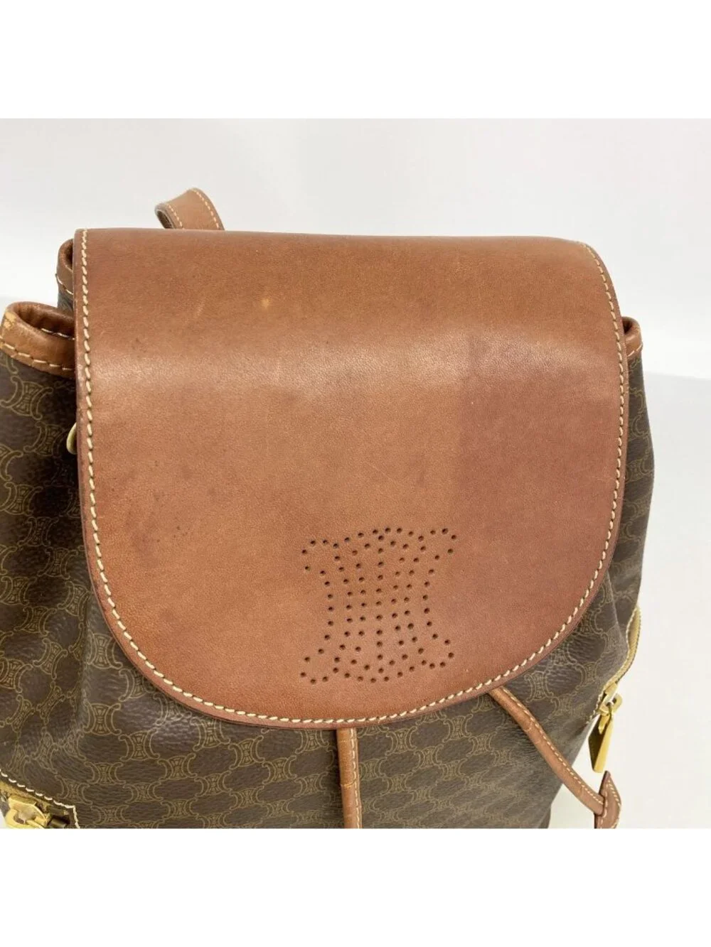 Celine Backpack Macadam Brown Gold